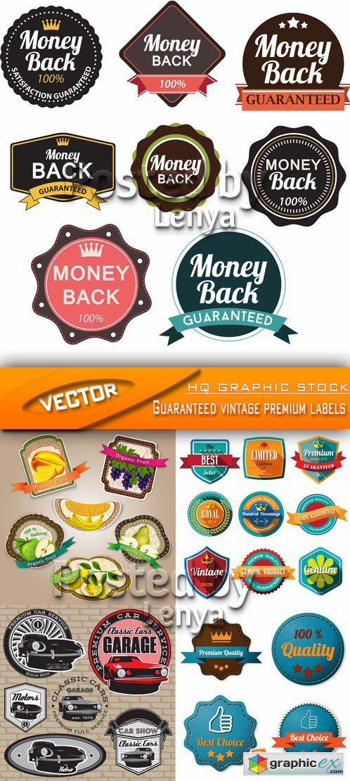 Stock Vector - Guaranteed vintage premium labels
