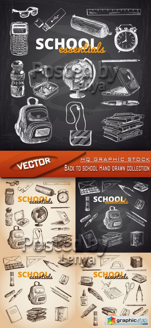 Stock Vector - Back to school Hand drawn collection