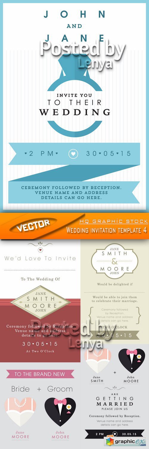 Stock Vector - Wedding invitation template 4