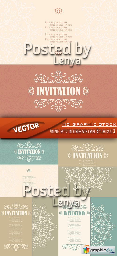 Stock Vector - Vintage invitation border with frame Stylish card 3