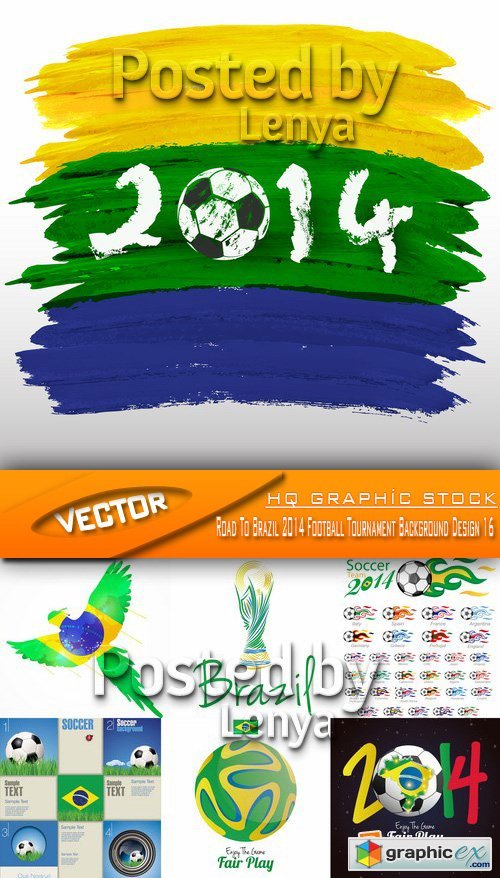 Stock Vector - Road To Brazil 2014 Football Tournament Background Design 16