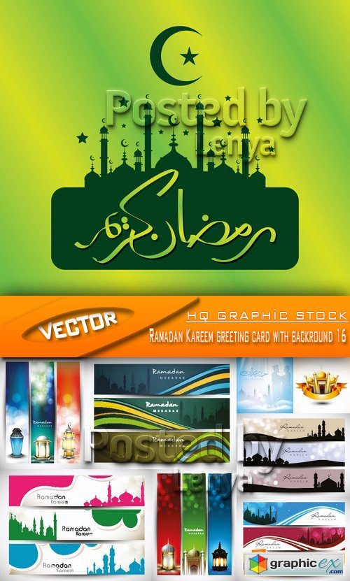 Stock Vector - Ramadan Kareem greeting card with backround 16