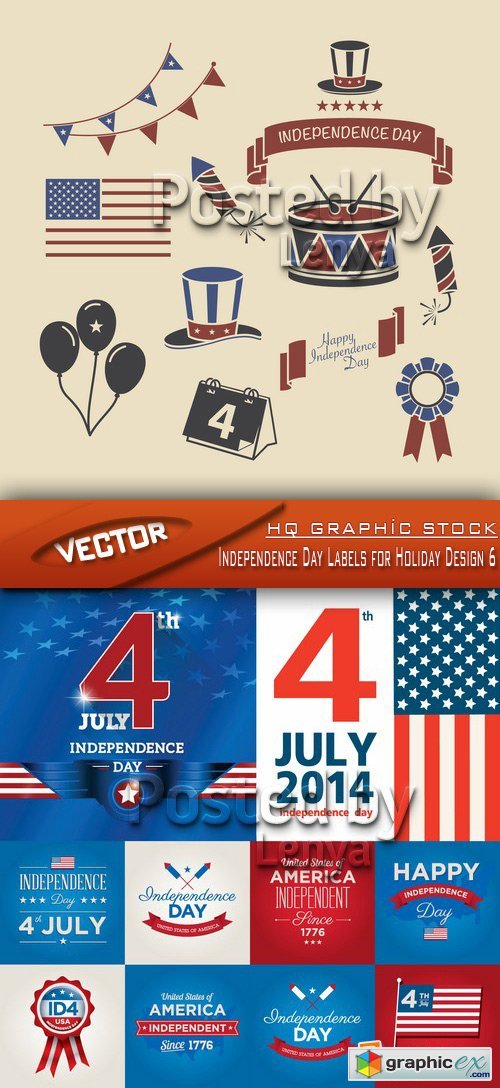 Stock Vector - Independence Day Labels for Holiday Design 6