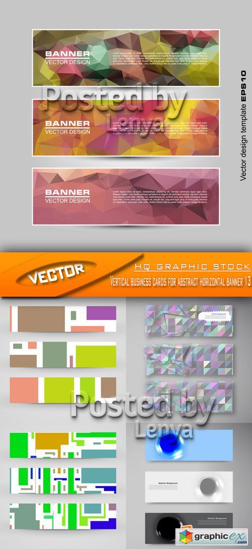 Stock Vector - Vertical business cards for abstract horizontal banner 13