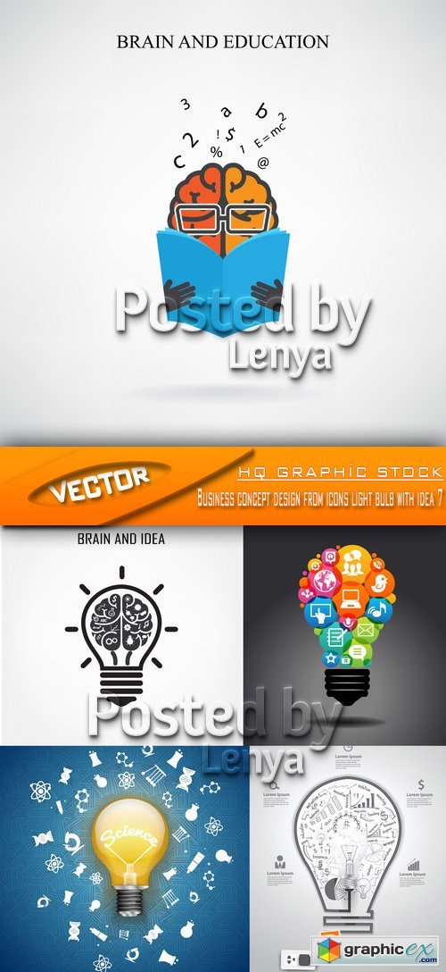 Stock Vector -  Business concept design from icons light bulb with idea 7