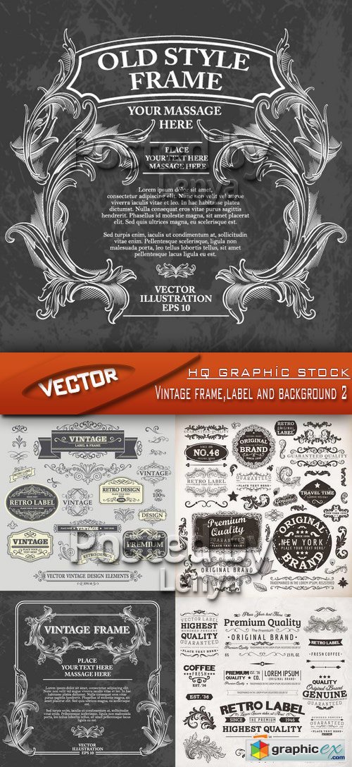 Stock Vector - Vintage frame,label and background 2