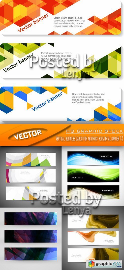 Stock Vector - Vertical business cards for abstract horizontal banner 12