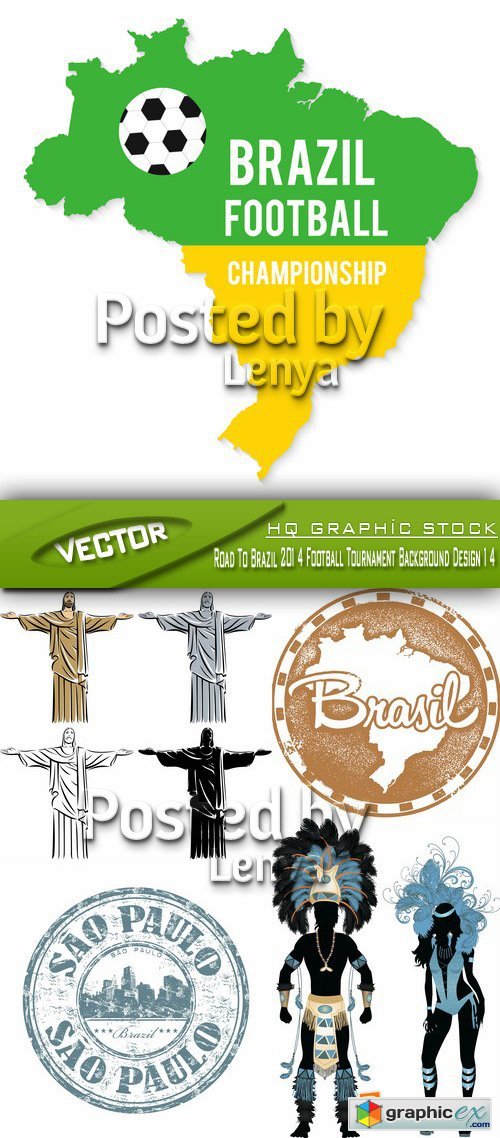 Stock Vector - Road To Brazil 2014 Football Tournament Background Design 14