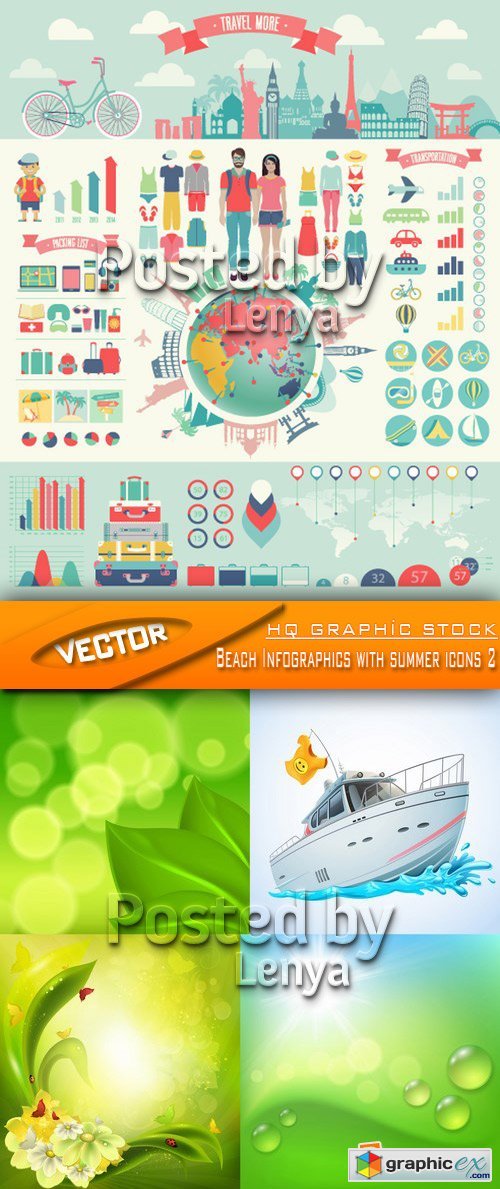 Stock Vector - Beach Infographics with summer icons 2