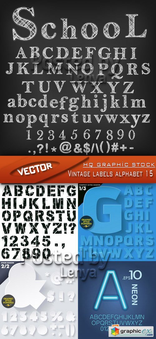 Stock Vector - Vintage labels alphabet 15