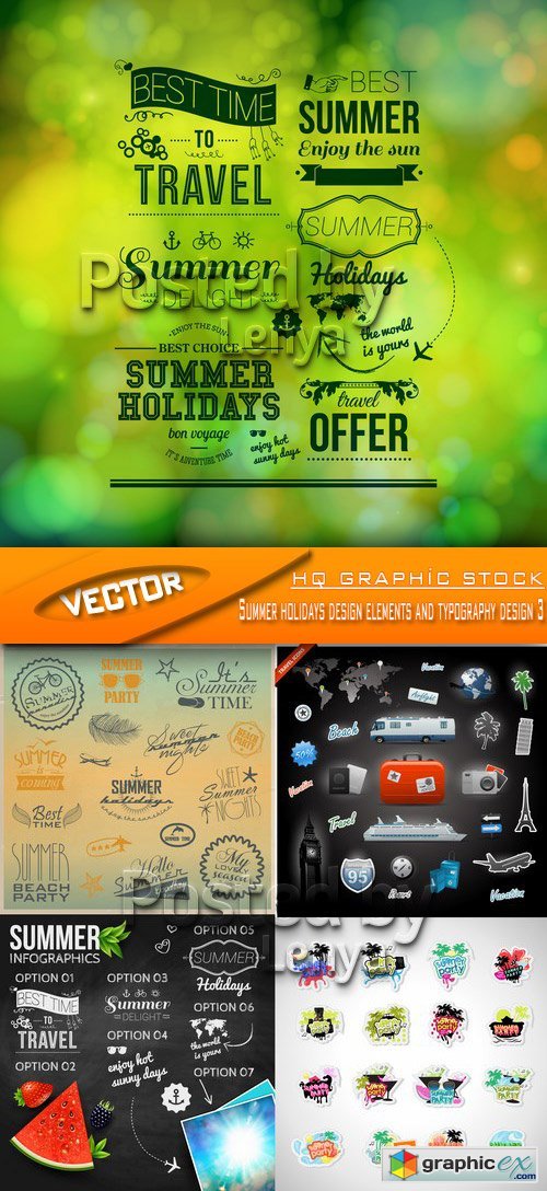 Stock Vector - Summer holidays design elements and typography design 3