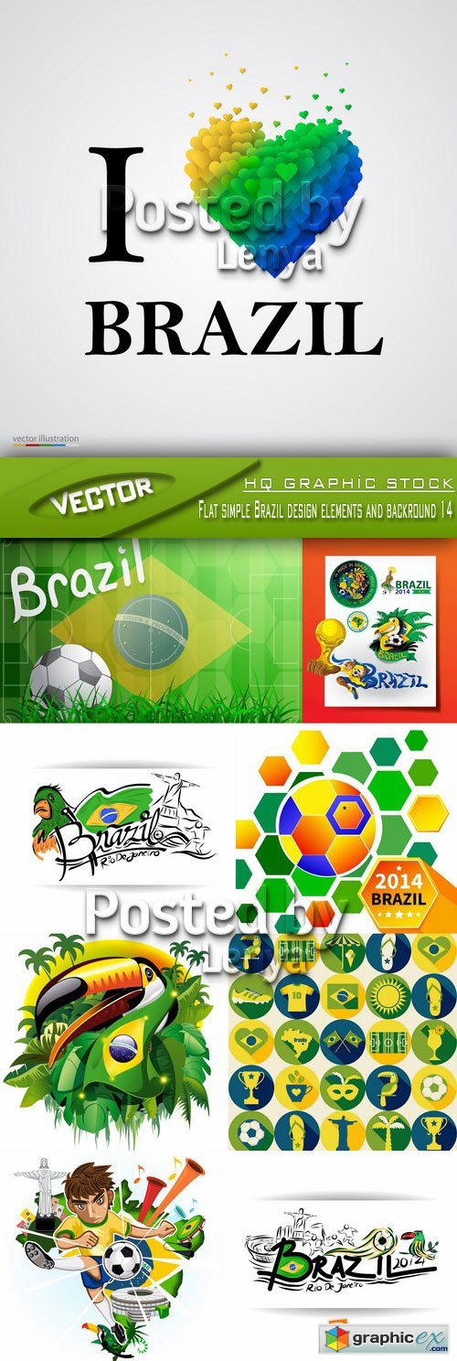 Stock Vector - Flat simple Brazil design elements and backround 14