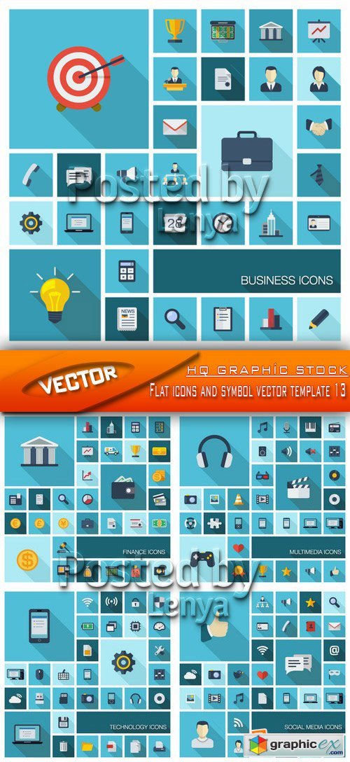 Stock Vector - Flat icons and symbol vector template 13