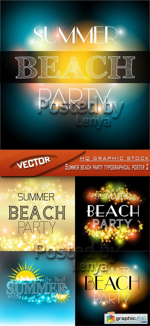 Stock Vector - Summer beach party typographical poster 2