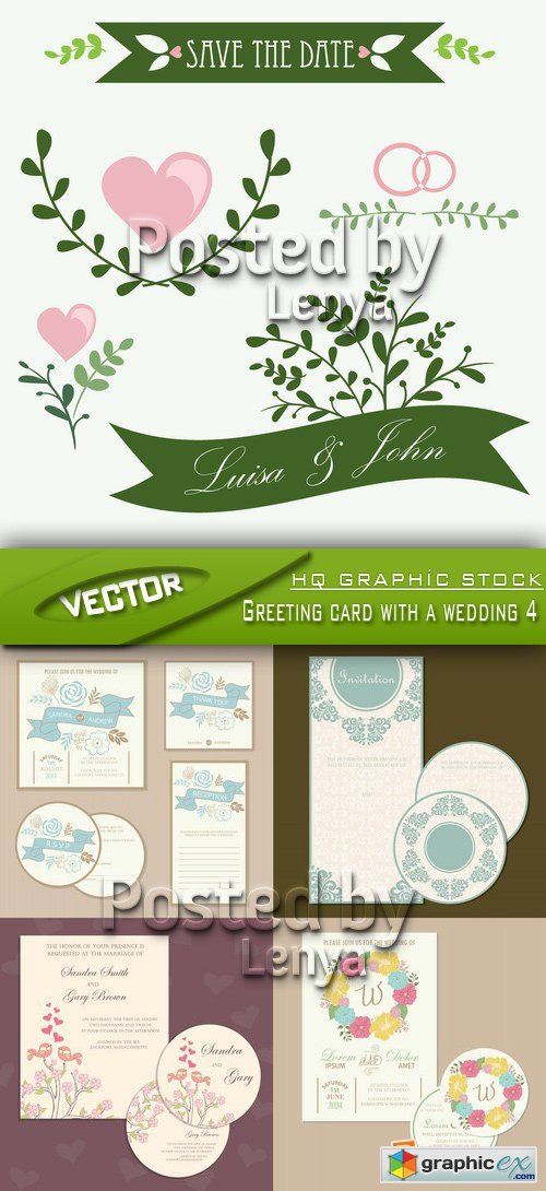 Stock Vector - Greeting card with a wedding 4