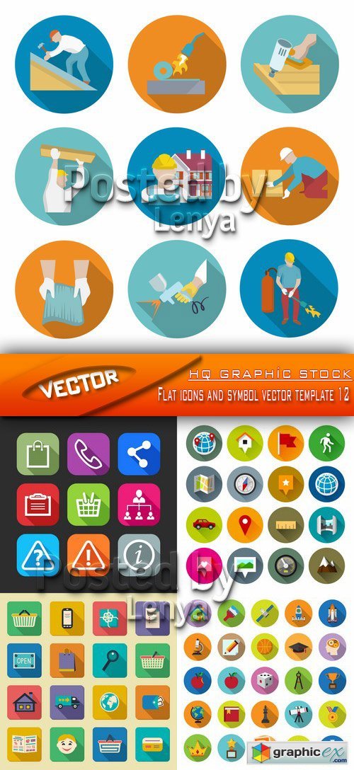 Stock Vector - Flat icons and symbol vector template 12