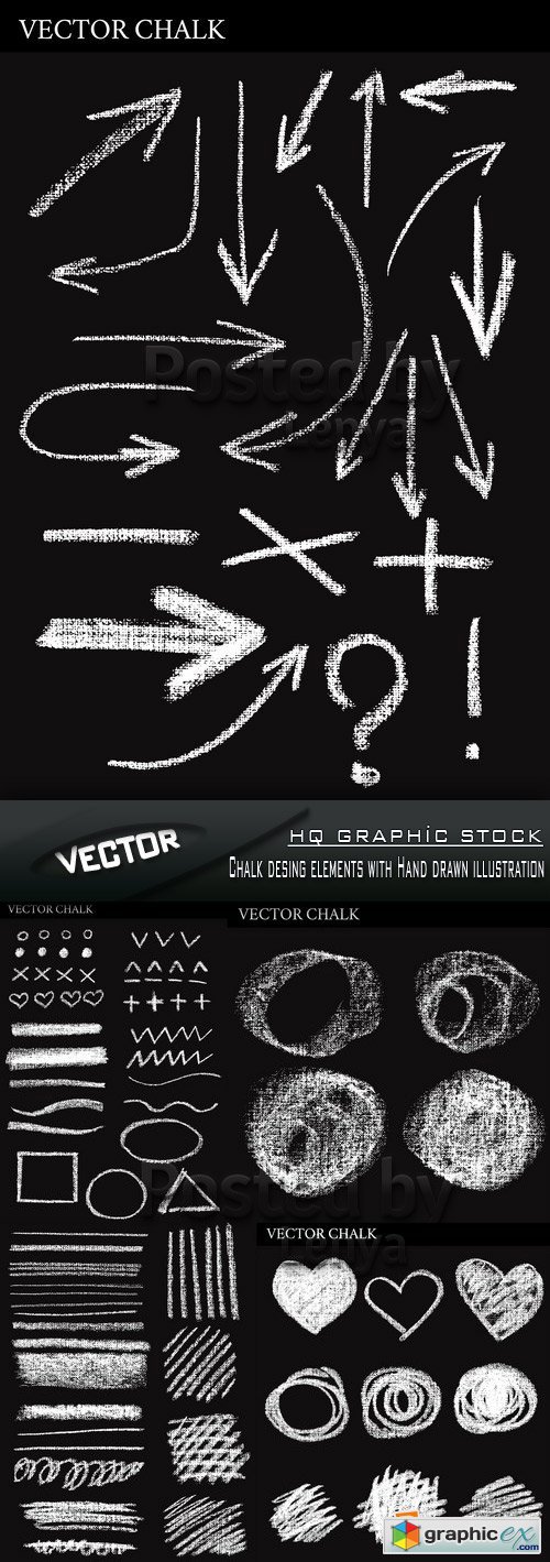 Stock Vector - Chalk desing elements with Hand drawn illustration