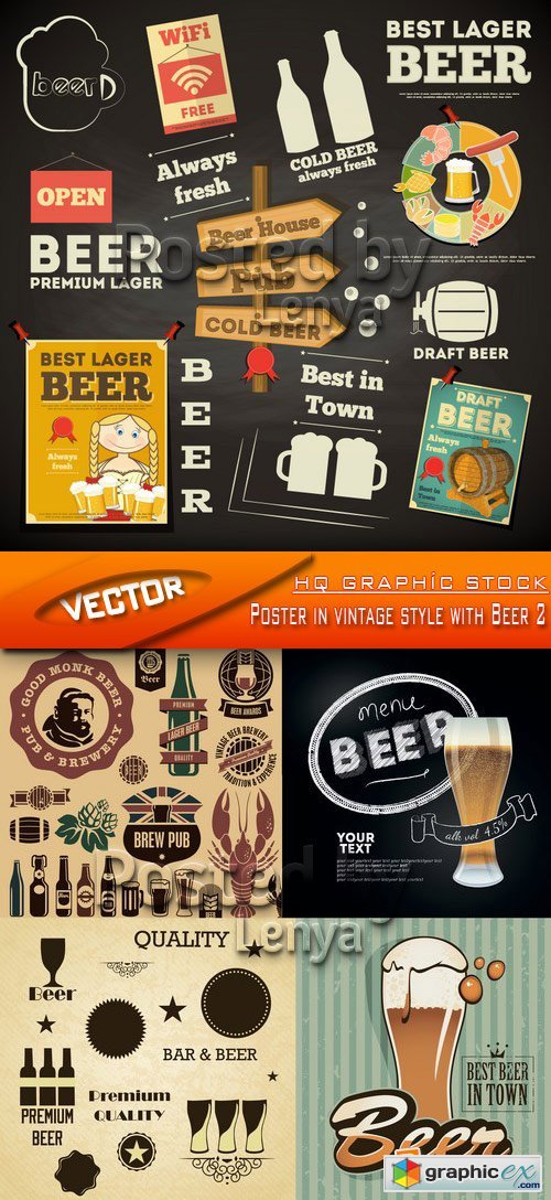 Stock Vector - Poster in vintage style with Beer 2