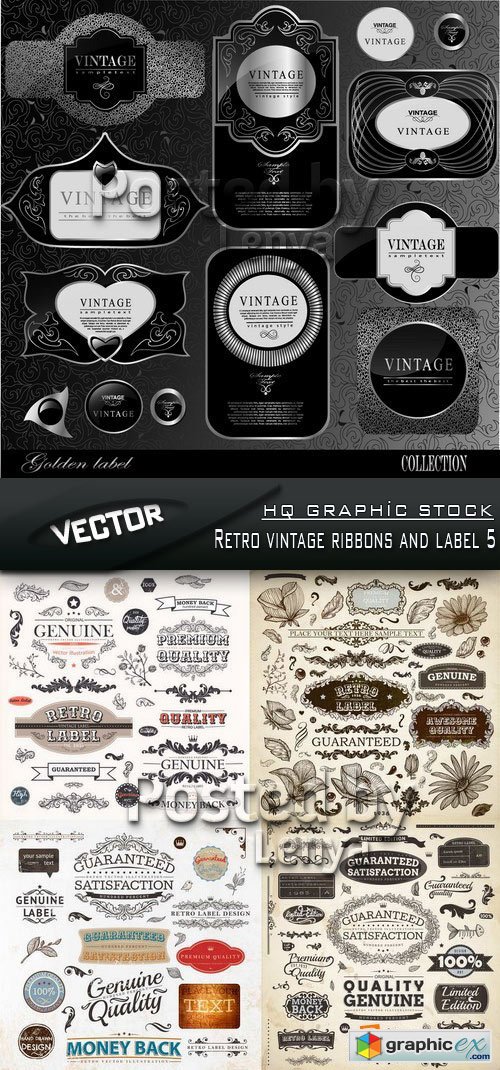 Stock Vector - Retro vintage ribbons and label 5