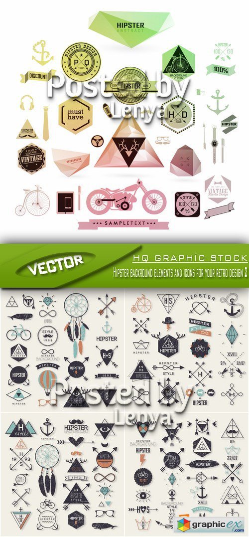 Stock Vector - Hipster backround elements and icons for your retro design 2