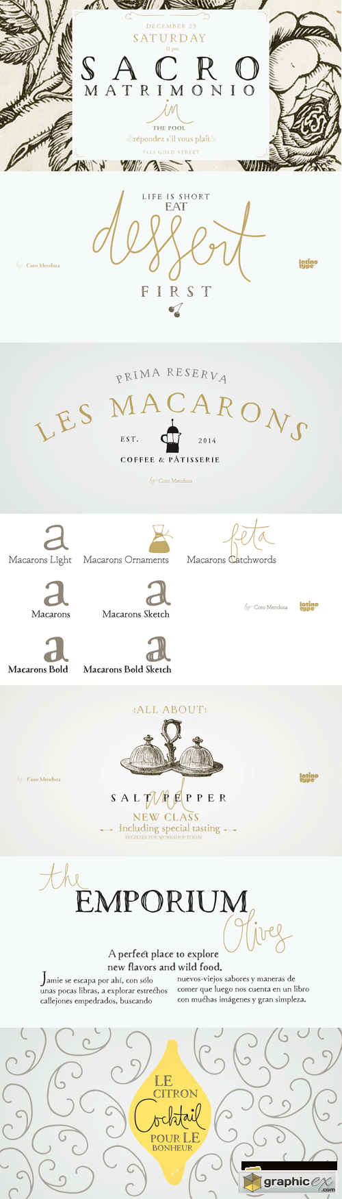 Macarons Font Family - 7 Fonts for $129