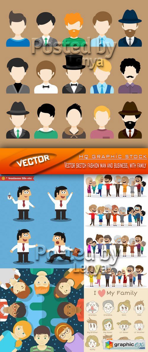 Stock Vector - Vector sketch fashion man and business, with family