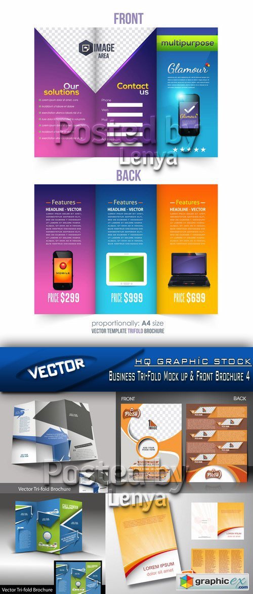 Stock Vector - Business Tri-Fold Mock up & Front Brochure 4