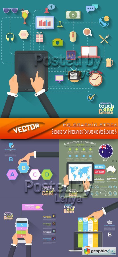 Stock Vector - Business flat Infographics Template and Web Elements 5