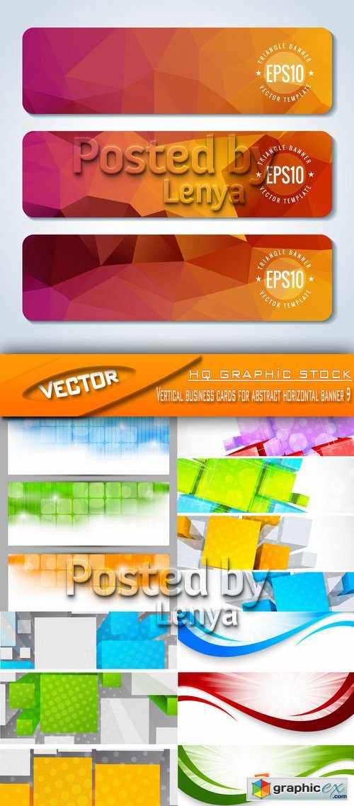 Stock Vector - Vertical business cards for abstract horizontal banner 9