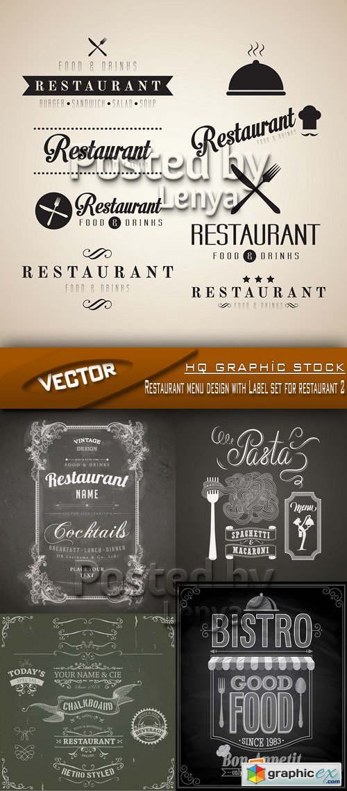 Stock Vector - Restaurant menu design with Label set for restaurant 2