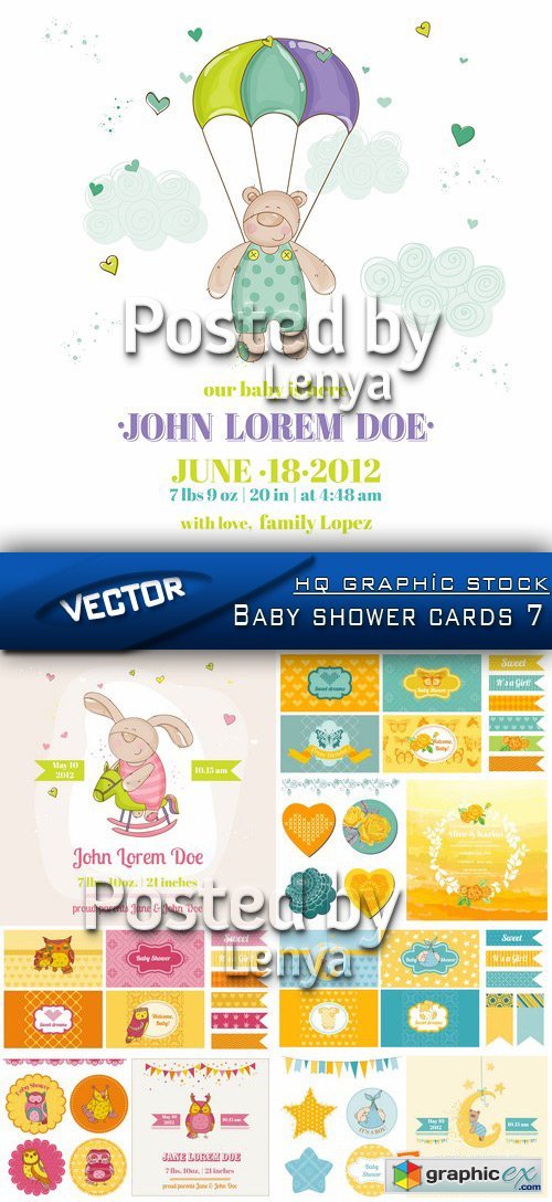 Stock Vector - Baby shower cards 7