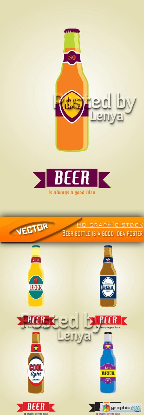 Stock Vector - Beer bottle is a good idea poster