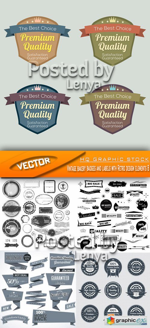 Stock Vector - Vintage bakery badges and labels with Retro design elements 8