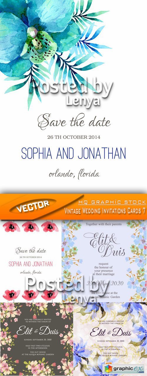 Stock Vector - Vintage Wedding Invitations Cards 7