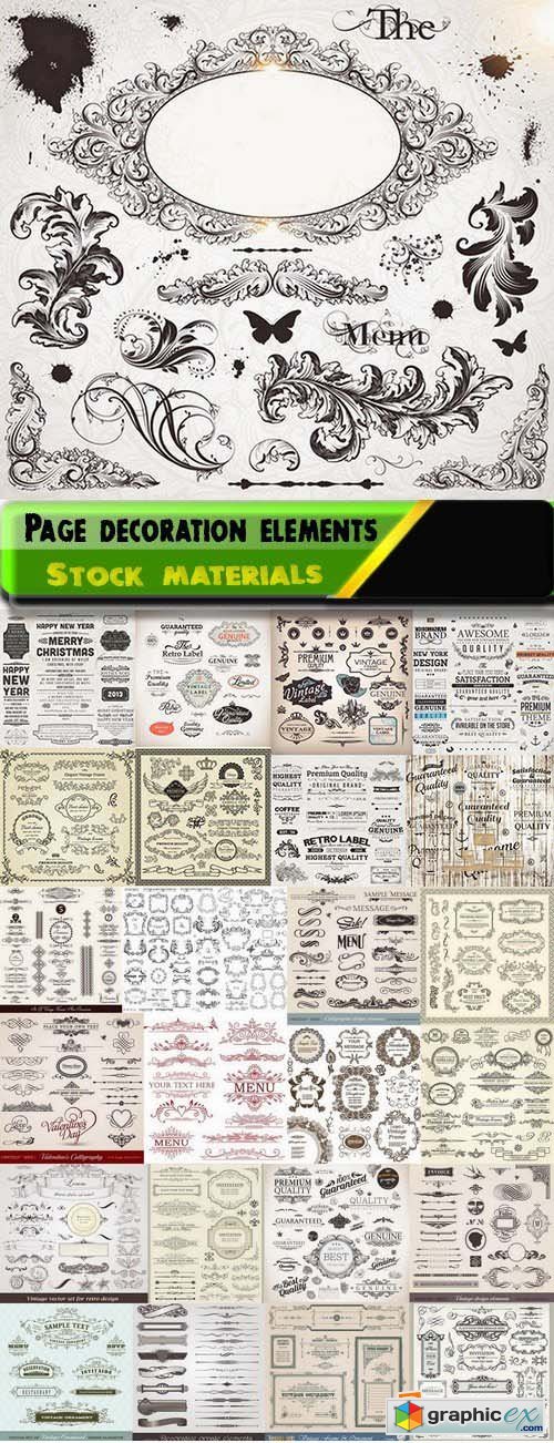 Page decoration elements and labels design 25xEPS