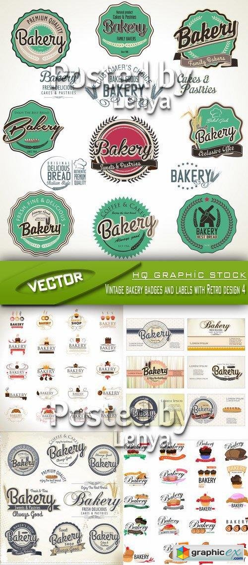 Stock Vector - Vintage bakery badges and labels with Retro design 4