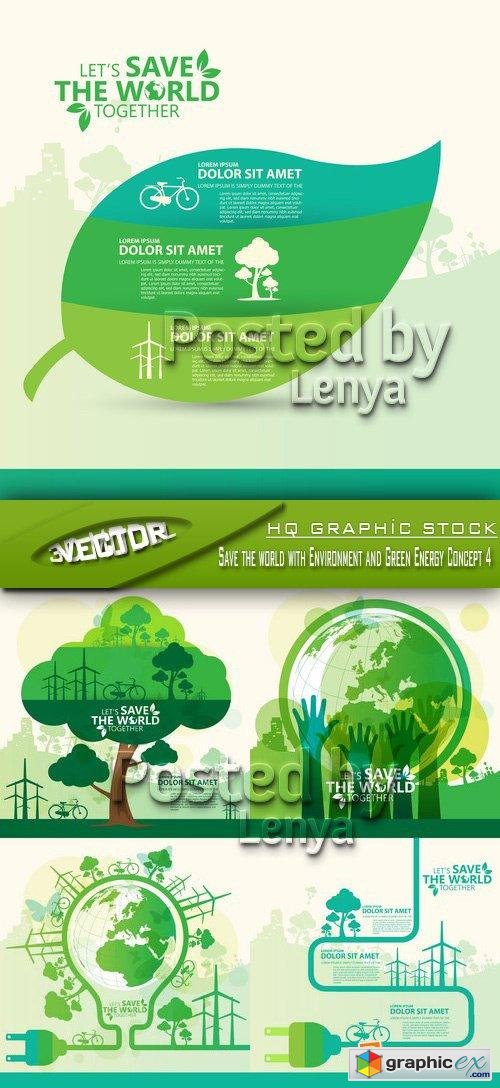 Stock Vector - Save the world with Environment and Green Energy Concept 4
