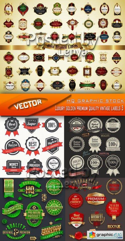 Stock Vector - Luxury golden premium quality vintage labels 3