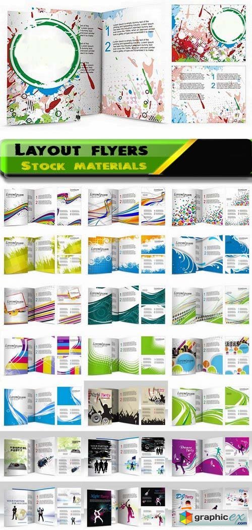 Flyers layout and design Business card template 25xEPS