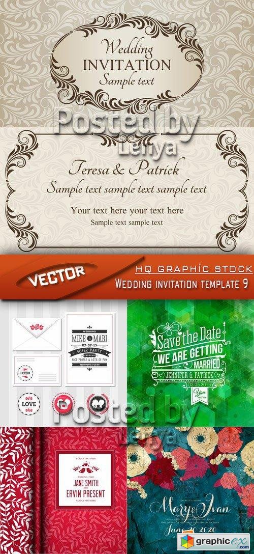 Stock Vector - Wedding invitation template 9