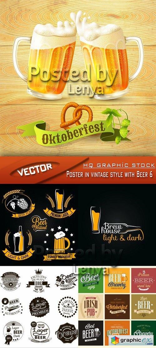 Stock Vector - Poster in vintage style with Beer 6