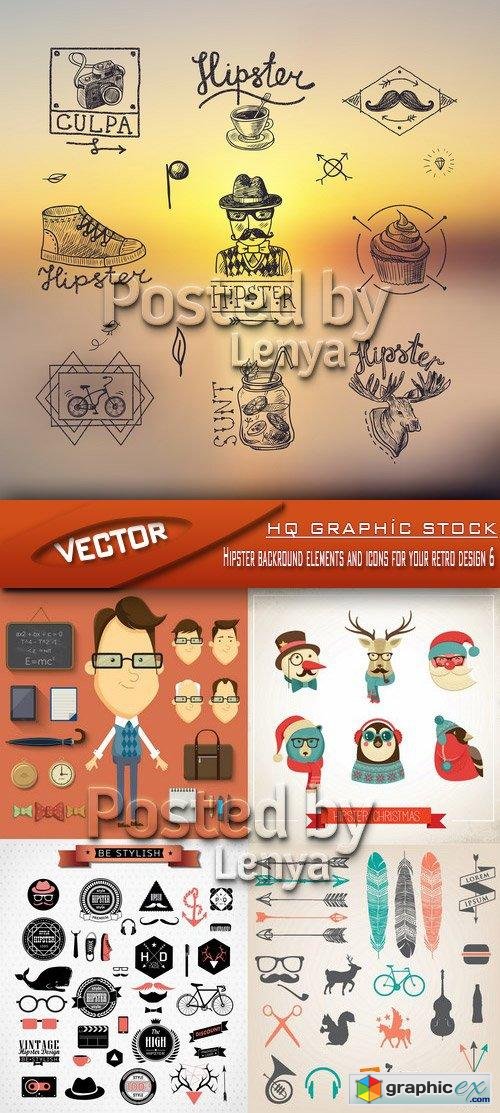 Stock Vector - Hipster backround elements and icons for your retro design 6