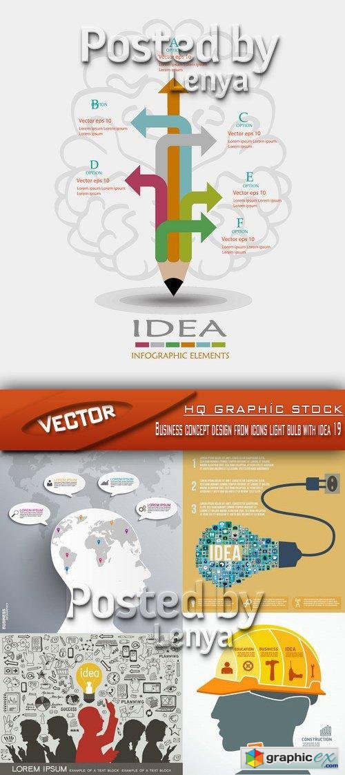 Stock Vector - Business concept design from icons light bulb with idea 19