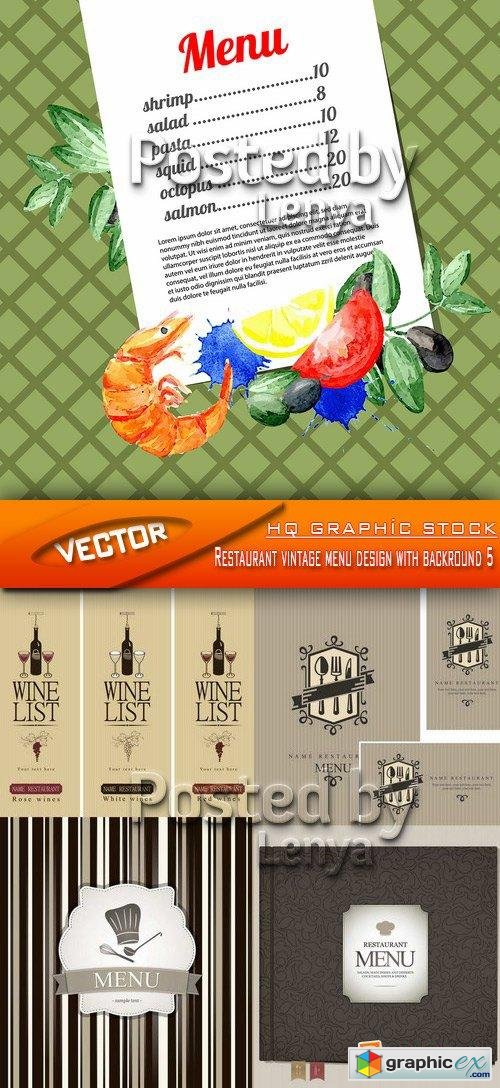 Stock Vector - Restaurant vintage menu design with backround 5