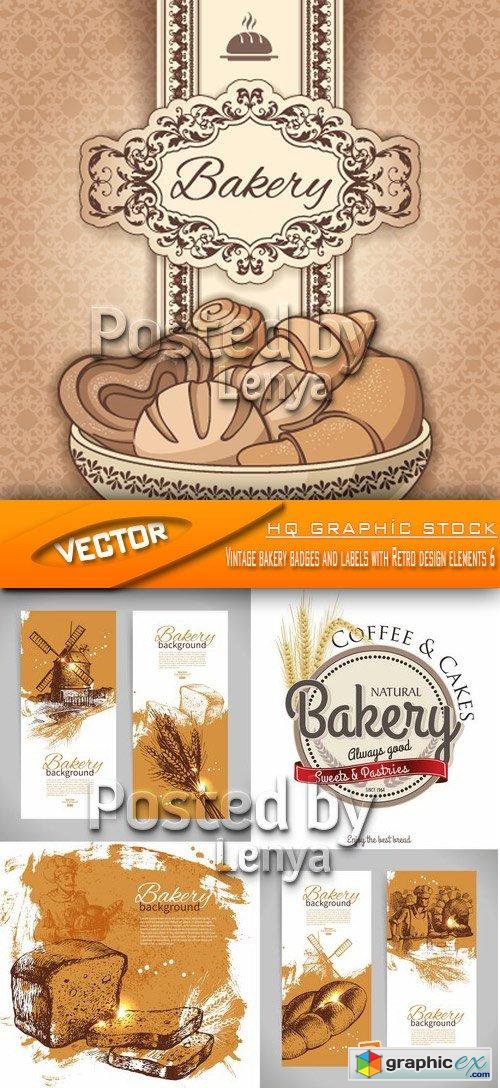 Stock Vector - Vintage bakery badges and labels with Retro design elements 6