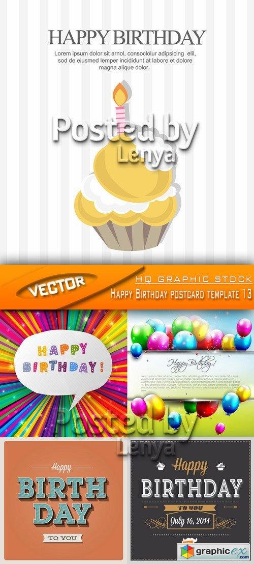 Stock Vector - Happy Birthday postcard template 13