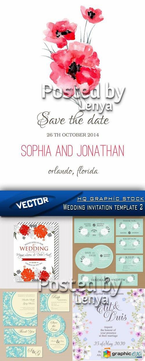 Stock Vector - Wedding invitation template 2