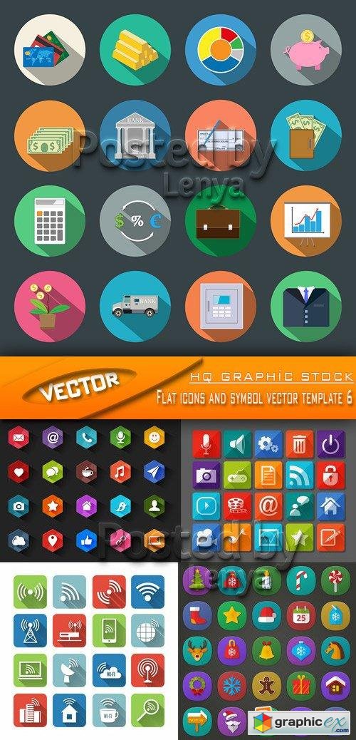 Flat icons and symbol vector template 6