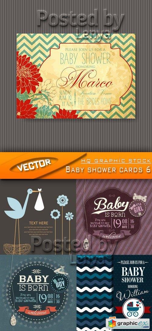 Stock Vector - Baby shower cards 6