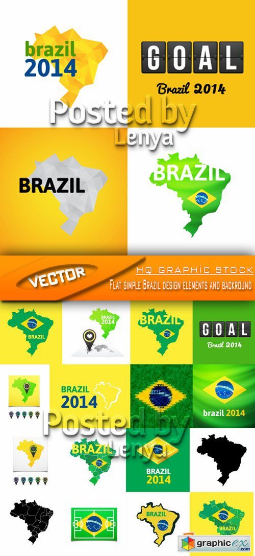 Stock Vector - Flat simple Brazil design elements and backround